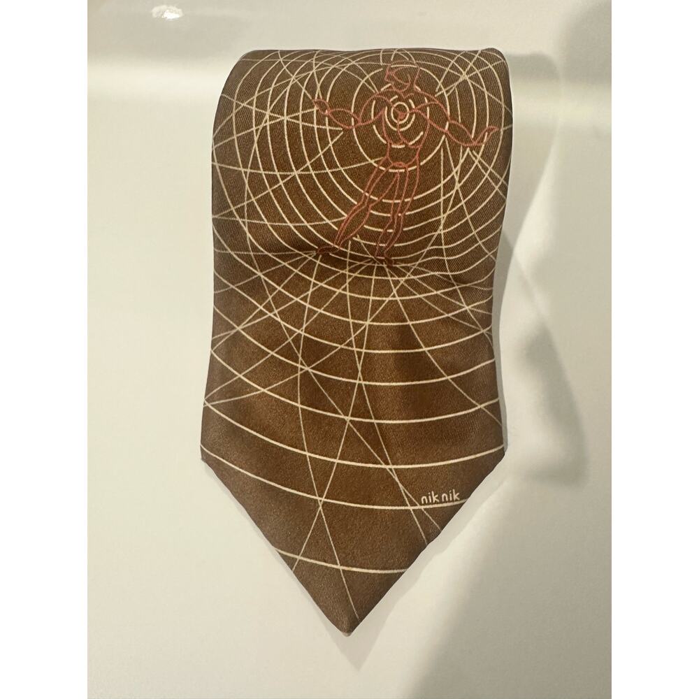 Vintage NIK NIK Geometric Red Male Silhouette Tie 70s
